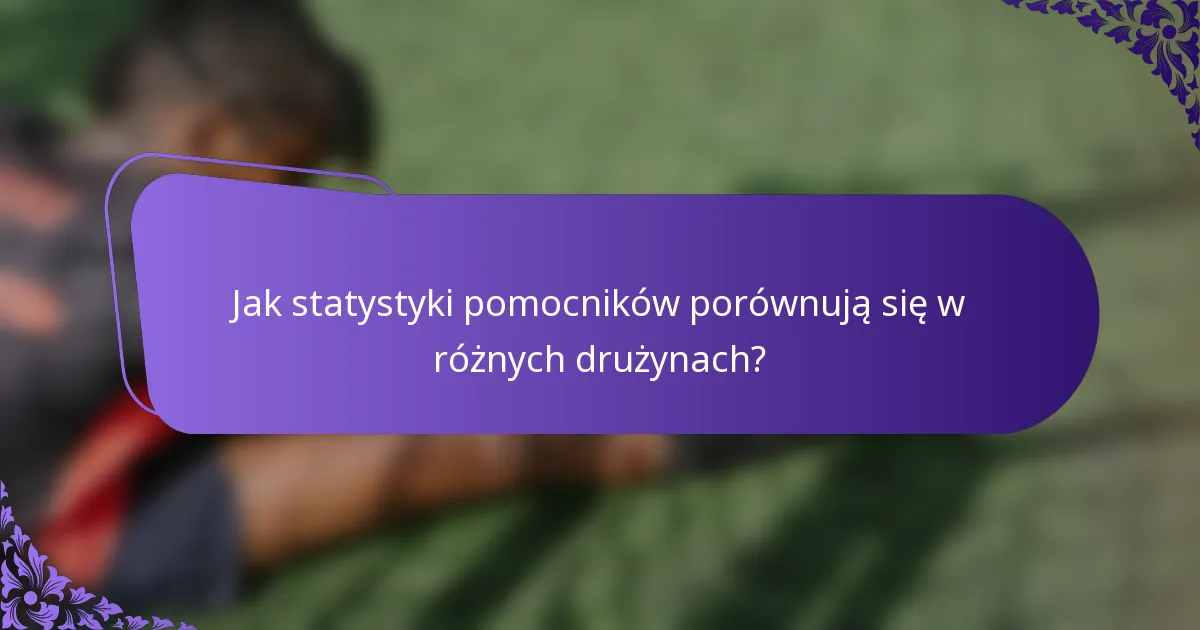 Jak statystyki pomocników porównują się w różnych drużynach?