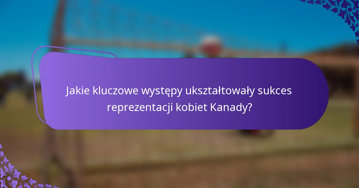 Jakie kluczowe występy ukształtowały sukces reprezentacji kobiet Kanady?