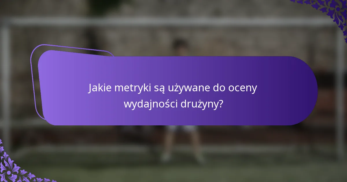 Jakie metryki są używane do oceny wydajności drużyny?