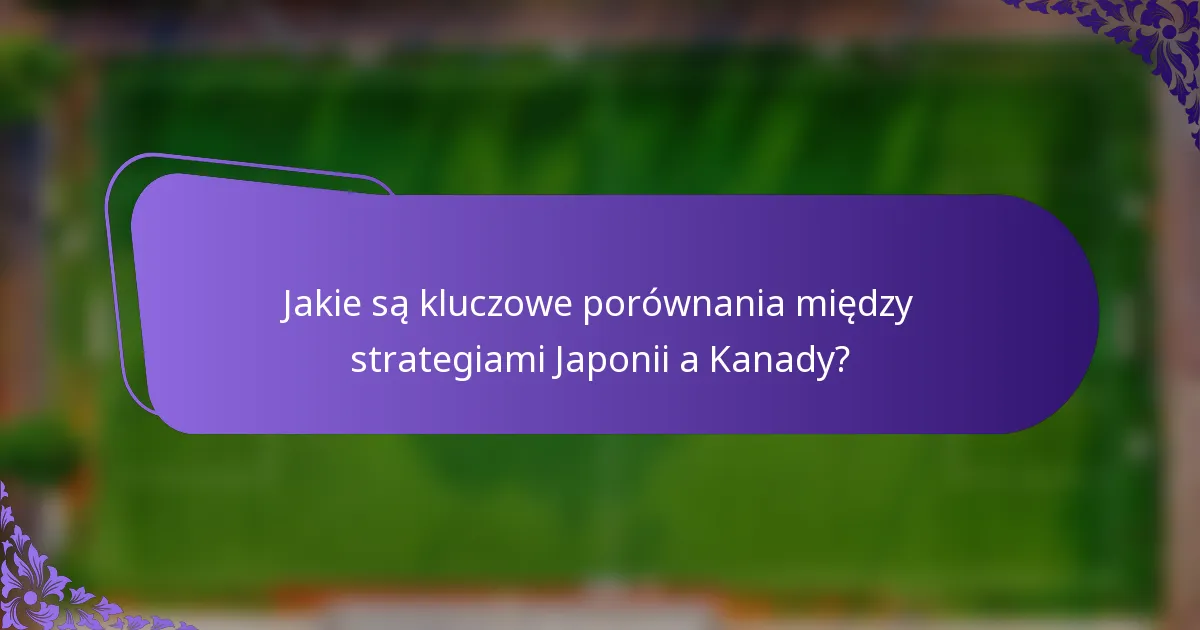 Jakie są kluczowe porównania między strategiami Japonii a Kanady?