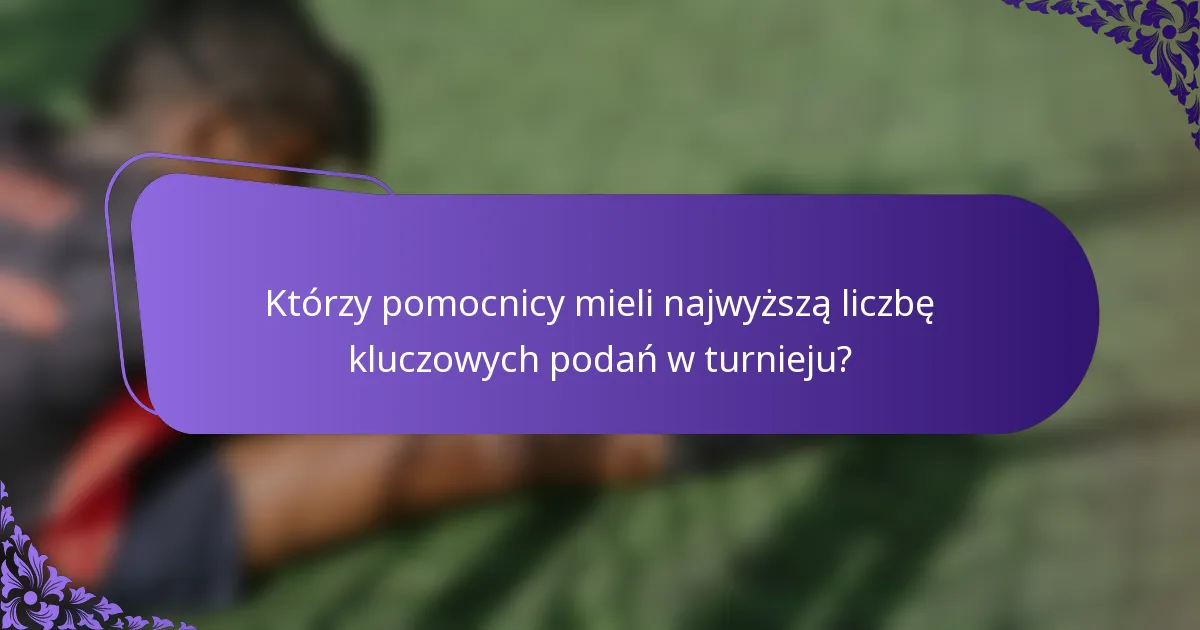 Którzy pomocnicy mieli najwyższą liczbę kluczowych podań w turnieju?